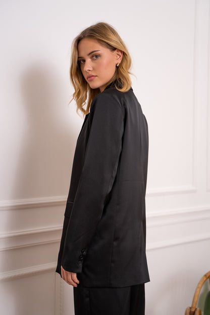 Choklate satin black jacket