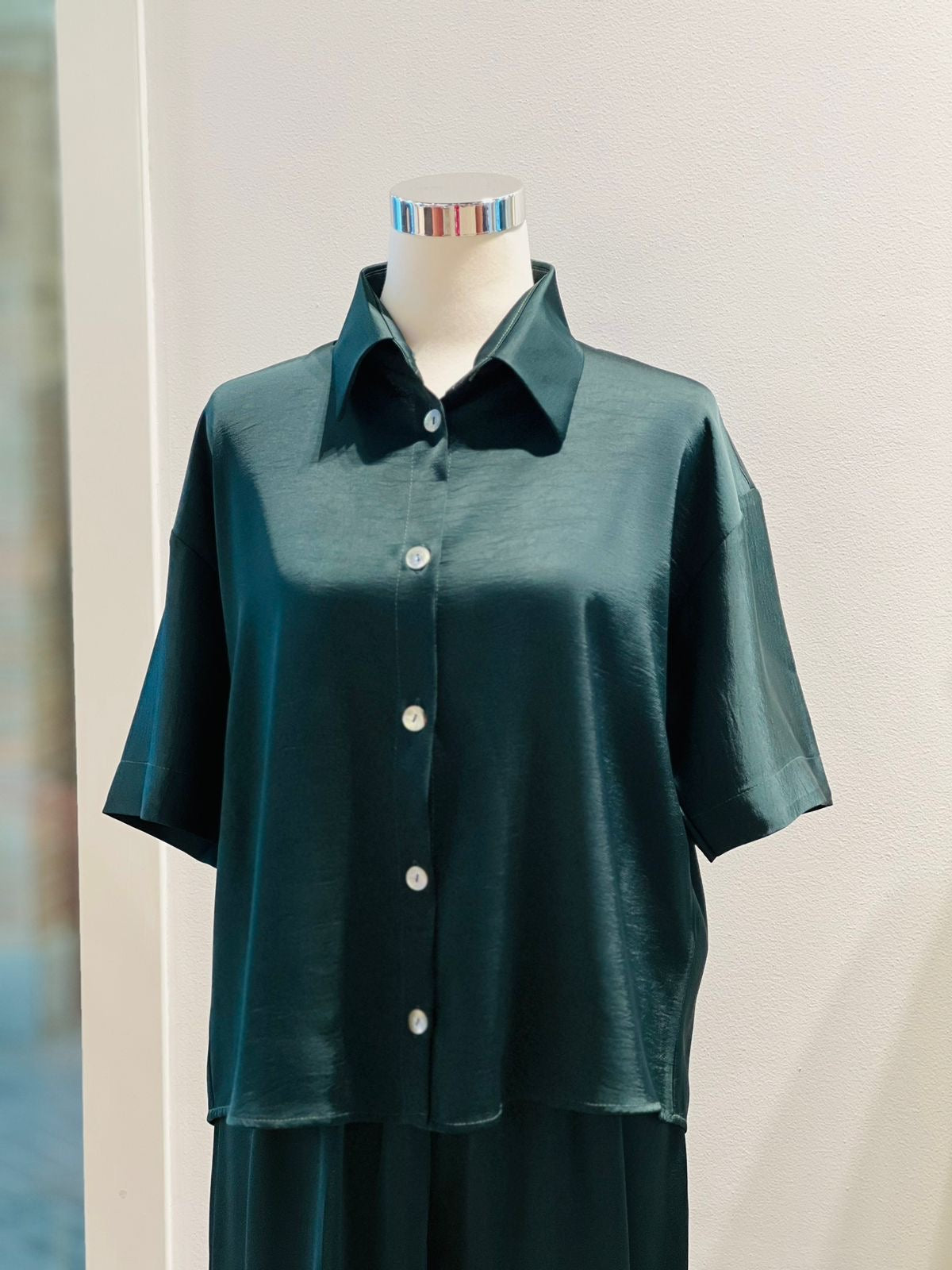 Shirt short dark green